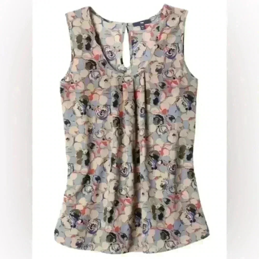Silky Floral Sleeveless Tank Work Gap Size M Multicolor
